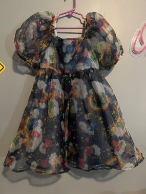 Care Bears Navy Multicolor Puff-Sleeve Dress